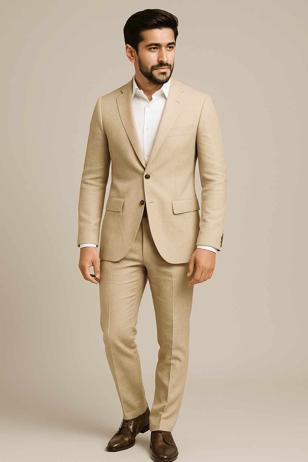 Costume beige en lin pour homme | Desert Breeze - Costume