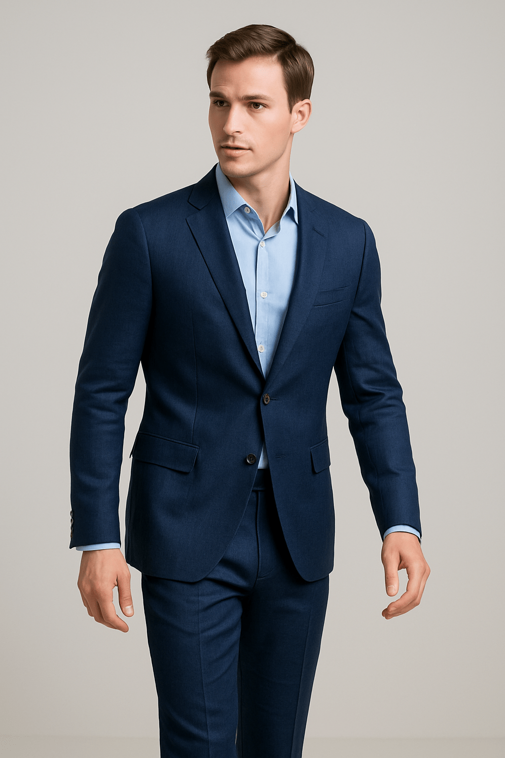 Costume bleu marine clair en lin pour homme | Pacific Light - Costume