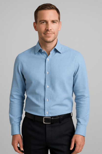Chemise bleu pastel en lin pour homme | Ocean Breeze - Chemise
