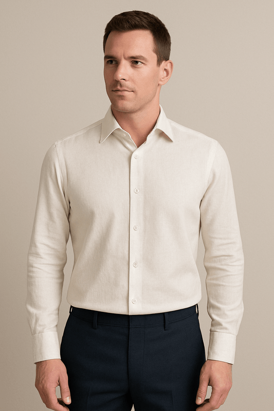 Chemise ivoire en lin pour homme | Ivory Sands - Chemise