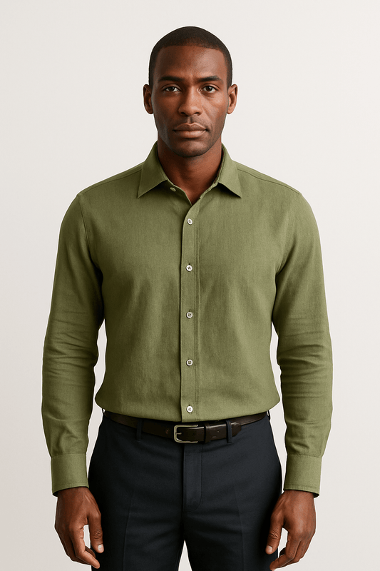 Chemise verte olive en coton léger | Dusty Olive - Chemise