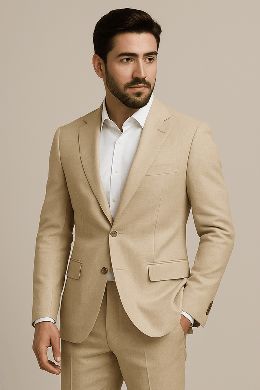 Costume beige en lin pour homme | Desert Breeze - Costume
